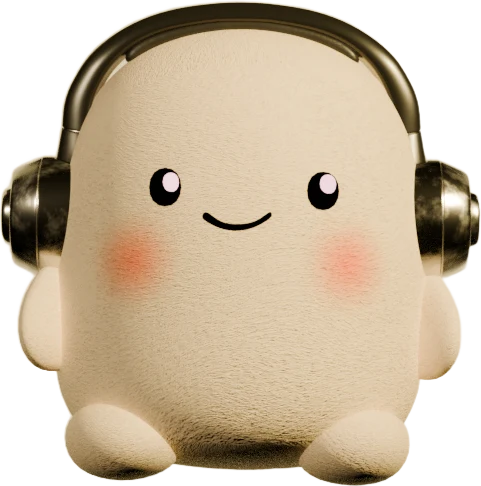 A Voicebooks mascot wearing headphones