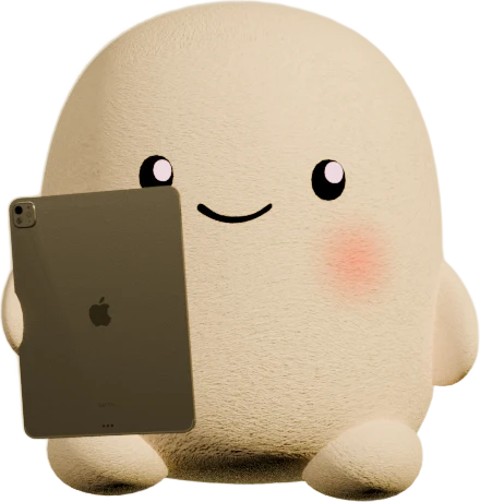 A Voicebooks mascot holding a tablet